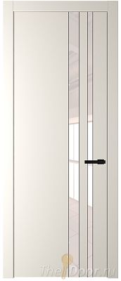 Дверь Profil Doors 20PW цвет Перламутр белый стекло Lacobel Перламутровый лак молдинг Черный матовый