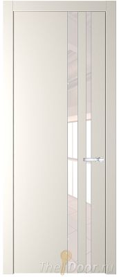 Дверь Profil Doors 20PW цвет Перламутр белый стекло Lacobel Перламутровый лак молдинг Серебро