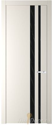 Дверь Profil Doors 20PW цвет Перламутр белый стекло Неро мрамор молдинг Серебро