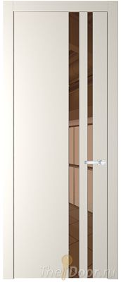 Дверь Profil Doors 20PW цвет Перламутр белый стекло Зеркало Bronza молдинг Серебро