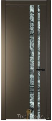 Дверь Profil Doors 20PW цвет Перламутр бронза стекло Атриум серебро молдинг Черный матовый