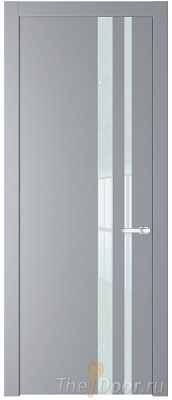 Дверь Profil Doors 20PW цвет Смоки (RAL 870-02) стекло Lacobel Белый лак молдинг Серебро
