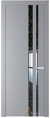 Дверь Profil Doors 20PW цвет Смоки (RAL 870-02) стекло Лоран узор золото молдинг Серебро