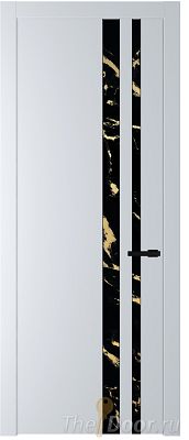 Дверь Profil Doors 20PW цвет Вайт (RAL 110 96 02) стекло Нефи черный узор золото молдинг Черный матовый