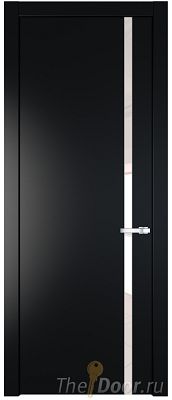 Дверь Profil Doors 21PW цвет Блэк стекло Lacobel Перламутровый лак молдинг Серебро