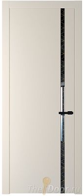 Дверь Profil Doors 21PW цвет Кремовая Магнолия (RAL 120-04) стекло Лоран узор золото молдинг Черный матовый Дверь Profil Doors 21PW цвет Кремовая Магнолия (RAL 120-04) стекло Лоран узор золото молдинг Черный матовый