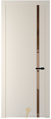 Дверь Profil Doors 21PW цвет Кремовая Магнолия (RAL 120-04) стекло Зеркало Bronza молдинг Черный матовый