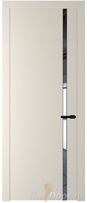 Дверь Profil Doors 21PW цвет Кремовая Магнолия (RAL 120-04) стекло Зеркало молдинг Черный матовый