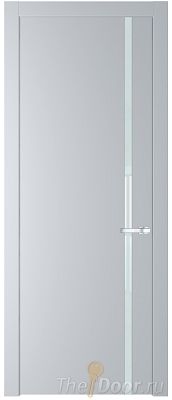 Дверь Profil Doors 21PW цвет Лайт Грей (RAL 870-01) стекло Lacobel Белый лак молдинг Серебро