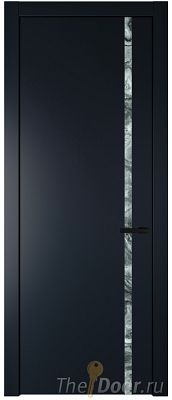 Дверь Profil Doors 21PW цвет Нэви Блу (RAL 7016) стекло Атриум серебро молдинг Черный матовый