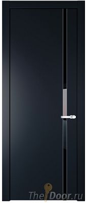 Дверь Profil Doors 21PW цвет Нэви Блу (RAL 7016) стекло Lacobel Черный лак молдинг Серебро