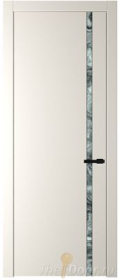 Дверь Profil Doors 21PW цвет Перламутр белый стекло Атриум серебро молдинг Черный матовый