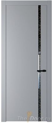 Дверь Profil Doors 21PW цвет Смоки (RAL 870-02) стекло Лоран узор золото молдинг Черный матовый