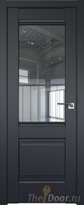 Дверь Profil Doors 2U цвет Чёрный Seidenmatt стекло Прозрачное