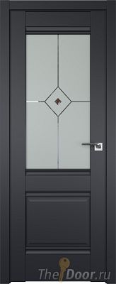 Дверь Profil Doors 2U цвет Чёрный Seidenmatt стекло Узор Матовое с коричневым фьюзингом(ромб)