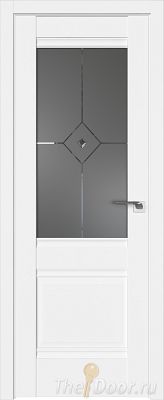 Дверь Profil Doors 2U цвет Аляска стекло Узор Графит с прозрачным фьюзингом(ромб)