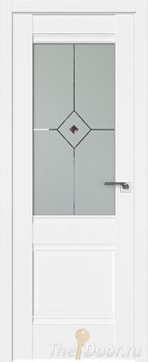 Дверь Profil Doors 2U цвет Аляска стекло Узор Матовое с коричневым фьюзингом(ромб)
