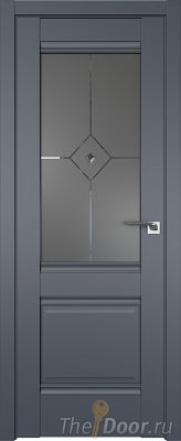 Дверь Profil Doors 2U цвет Антрацит стекло Узор Графит с прозрачным фьюзингом(ромб)