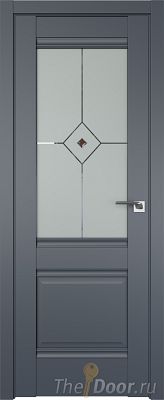 Дверь Profil Doors 2U цвет Антрацит стекло Узор Матовое с коричневым фьюзингом(ромб)