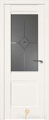 Дверь Profil Doors 2U цвет ДаркВайт стекло Узор Графит с прозрачным фьюзингом(ромб)
