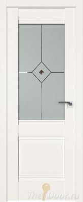 Дверь Profil Doors 2U цвет ДаркВайт стекло Узор Матовое с коричневым фьюзингом(ромб)