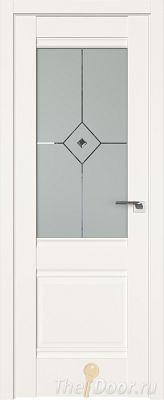 Дверь Profil Doors 2U цвет ДаркВайт стекло Узор Матовое с прозрачным фьюзингом(ромб)