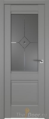Дверь Profil Doors 2U цвет Грей стекло Узор Графит с прозрачным фьюзингом(ромб)