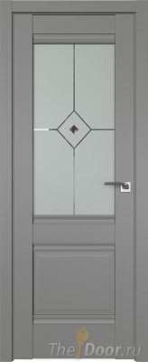 Дверь Profil Doors 2U цвет Грей стекло Узор Матовое с коричневым фьюзингом(ромб)
