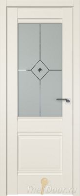 Дверь Profil Doors 2U цвет Магнолия Сатинат стекло Узор Матовое с прозрачным фьюзингом(ромб)