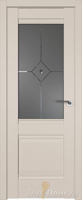 Дверь Profil Doors 2U цвет Санд стекло Узор Графит с прозрачным фьюзингом(ромб)