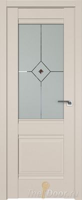 Дверь Profil Doors 2U цвет Санд стекло Узор Матовое с коричневым фьюзингом(ромб)