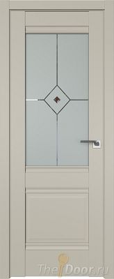 Дверь Profil Doors 2U цвет Шеллгрей стекло Узор Матовое с коричневым фьюзингом(ромб)