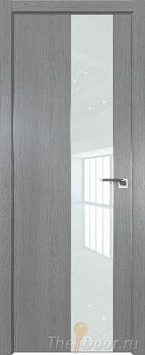 Дверь Profil Doors 105ZN цвет Грувд Серый кромка Матовый Алюминий с 4-х сторон стекло Lacobel Белый лак