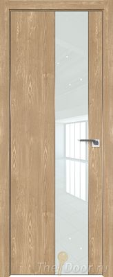 Дверь Profil Doors 105ZN цвет Каштан Натуральный кромка Матовый Алюминий с 4-х сторон стекло Lacobel Белый лак
